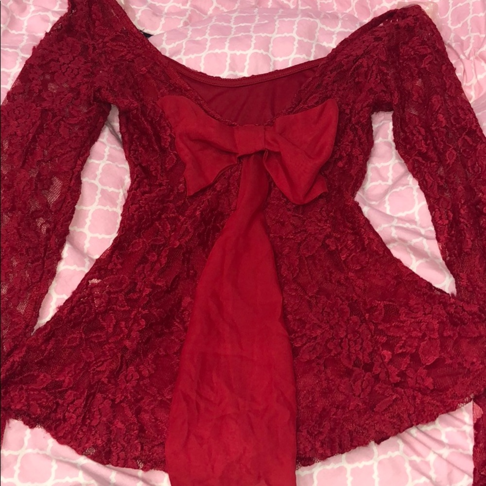 Red Lace peplum style top
